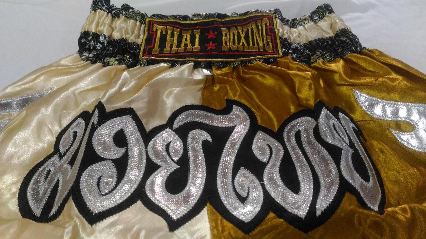 กางเกงมวยไทย - เด็ก - S -Kombat Gear Muay Thai Boxing shorts Gold Two Tones Pattern กางเกงมวยไทย - เด็ก - S -Kombat Gear Muay Thai Boxing shorts Gold Two Tones Pattern