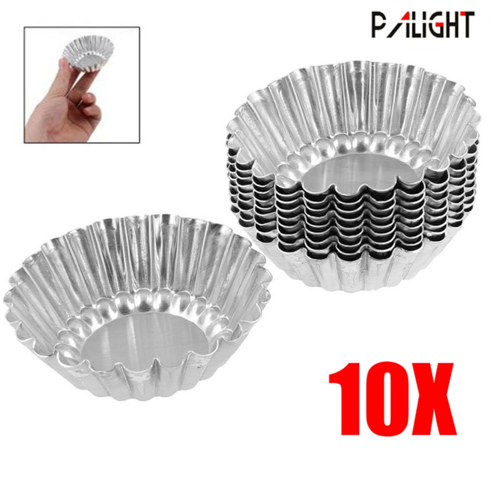 PAlight 10ชิ้นเค้กคุ้กกี้แบบอลูมิเนียมทาร์ตไข่