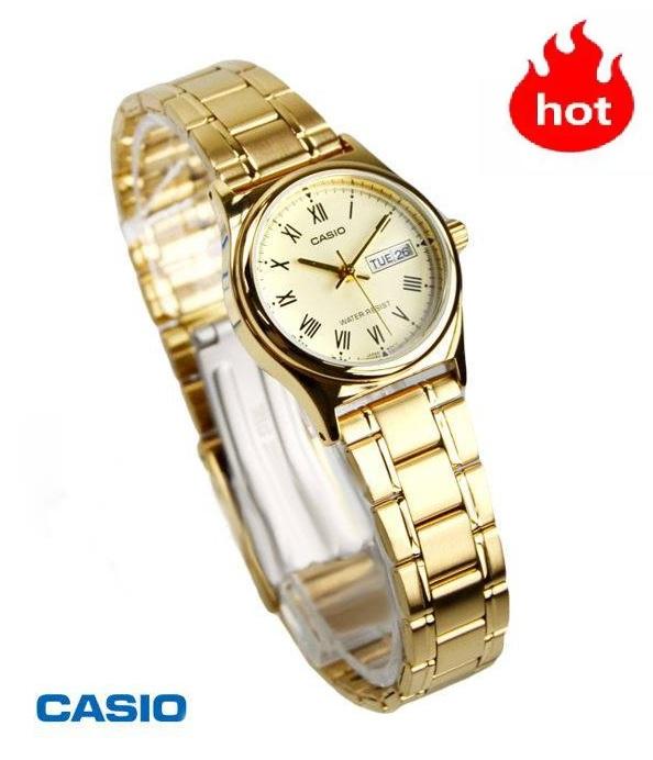 Casio Standard รุ่น LTP-V006G-9BUDF นาฬิกาข้อมือผู้หญิง สายสเตนเลสสีทอง - มั่นใจ ของแท้ 100% ประกันศูนย์ 1 ปีเต็ม