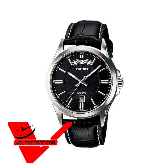 veladeedee.com Casio นาฬิกาข้อมือ สายหนังแท้ แสดงวันที่และสัปดาห์ รุ่น MTP-1381L-1AVDF - Silver/Black veladeedee.com Casio นาฬิกาข้อมือ สายหนังแท้ แสดงวันที่และสัปดาห์ รุ่น MTP-1381L-1AVDF - Silver/Black