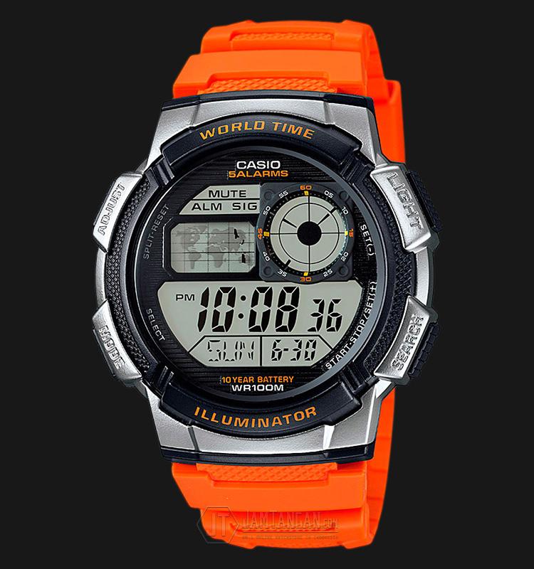 Casio รุ่น AE-1000W-4BV นาฬิกาผู้ชาย สายเรซิ่น สีส้ม มั่นใจ ของแท้ 100% ประกันศูนย์ 1 ปีเต็ม