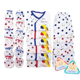 ชุดเด็กแรกเกิด แขนยาว+ขายาว 6 ชุด รุ่นผูกหน้า Cotton 100% แถมฟรี ชุด.ถุงมือถุงเท้า 6 คู่