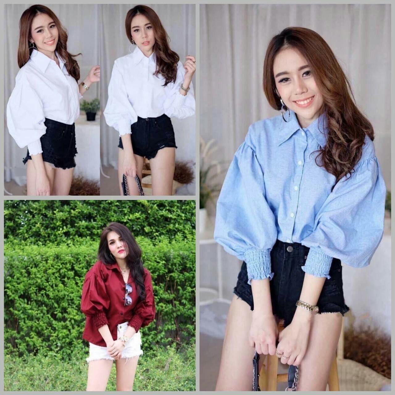 Hot**เสื้อแขนพอง แต่งกระดุมทรงเชิ้ต** Hot**เสื้อแขนพอง แต่งกระดุมทรงเชิ้ต**
