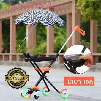 superbaby รถเข็นเด็ก5ล้อ เบาะนิ่ม แถมร่ม แถมตะกร้า แถมเข็มขัดนิรภ รับน้ำหนักได้ 50 kg พับเก็บได้ มีสายสะพายหลังได้ น้ำหนักเบา2.5kg5ล้อ PVCล้อ มีไฟ