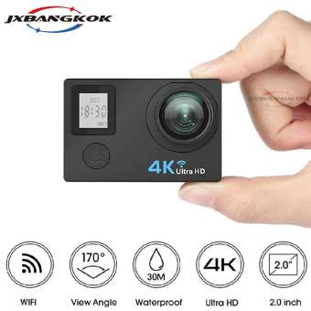 JXBANGKOK กล้องกันน้ำสองจอ 4k Action Sport Cam 30FPS Ultra HD Dual Screen-สีดำ