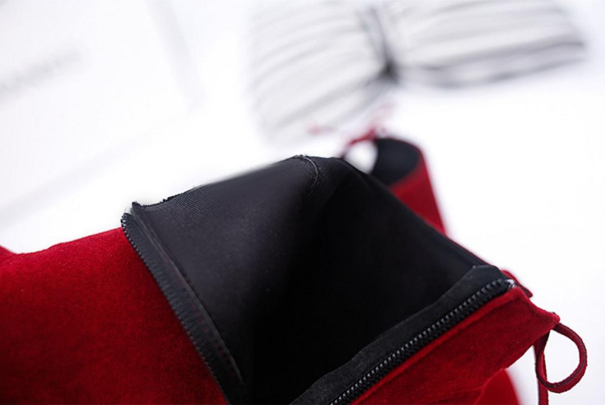 ZASHION รองเท้าแฟชั่นหุ้มส้นผู้หญิง Classic Suede Women High Heels With Strap Women Boots