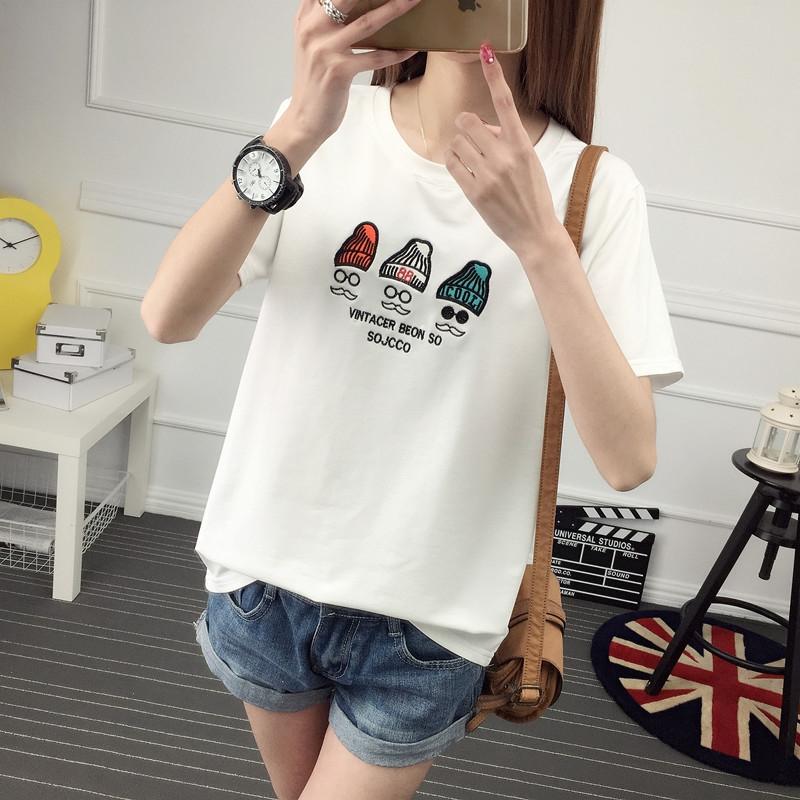 เสื้อยืดสไตล์เกาหลี สกรีนลายหมวก
