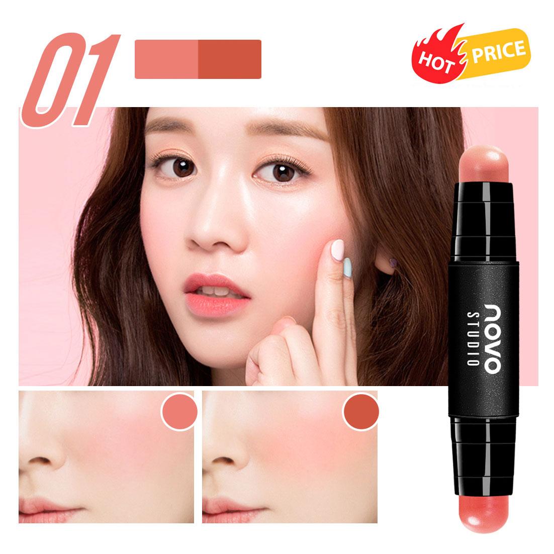 NOVO Texture Silky Easy on The Makeup 5194 โนโว ครบทั้ง ปัดแก้ม บรัชออน ไฮไลท์ คอนทัวร์ เนื้อครีมแบบแท่ง สร้างมิติให้ใบหน้าได้ง่ายๆ