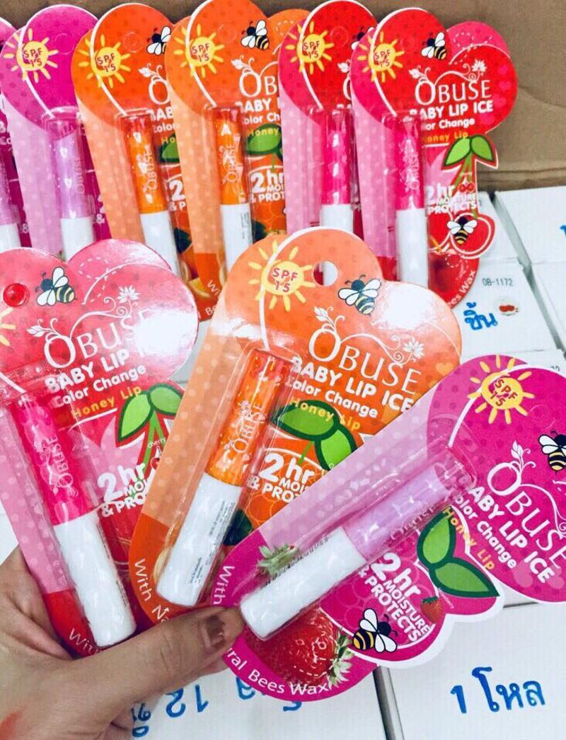 Obuse Baby Lip Ice Color Chang SPF 15 (มี3โทนสีให้เลือก ชมพู แดง ส้ม) โอบิวซ์ เบบี้ลิปไอซ์ ลิปมันเปลี่ยนสี เนื้อบางเบา สีสวยเป็นธรรมชาติ งานแท้100% Obuse Baby Lip Ice Color Chang SPF 15 (มี3โทนสีให้เลือก ชมพู แดง ส้ม) โอบิวซ์ เบบี้ลิปไอซ์ ลิปมันเปลี่ยนสี เนื้อบางเบา สีสวยเป็นธรรมชาติ งานแท้100%