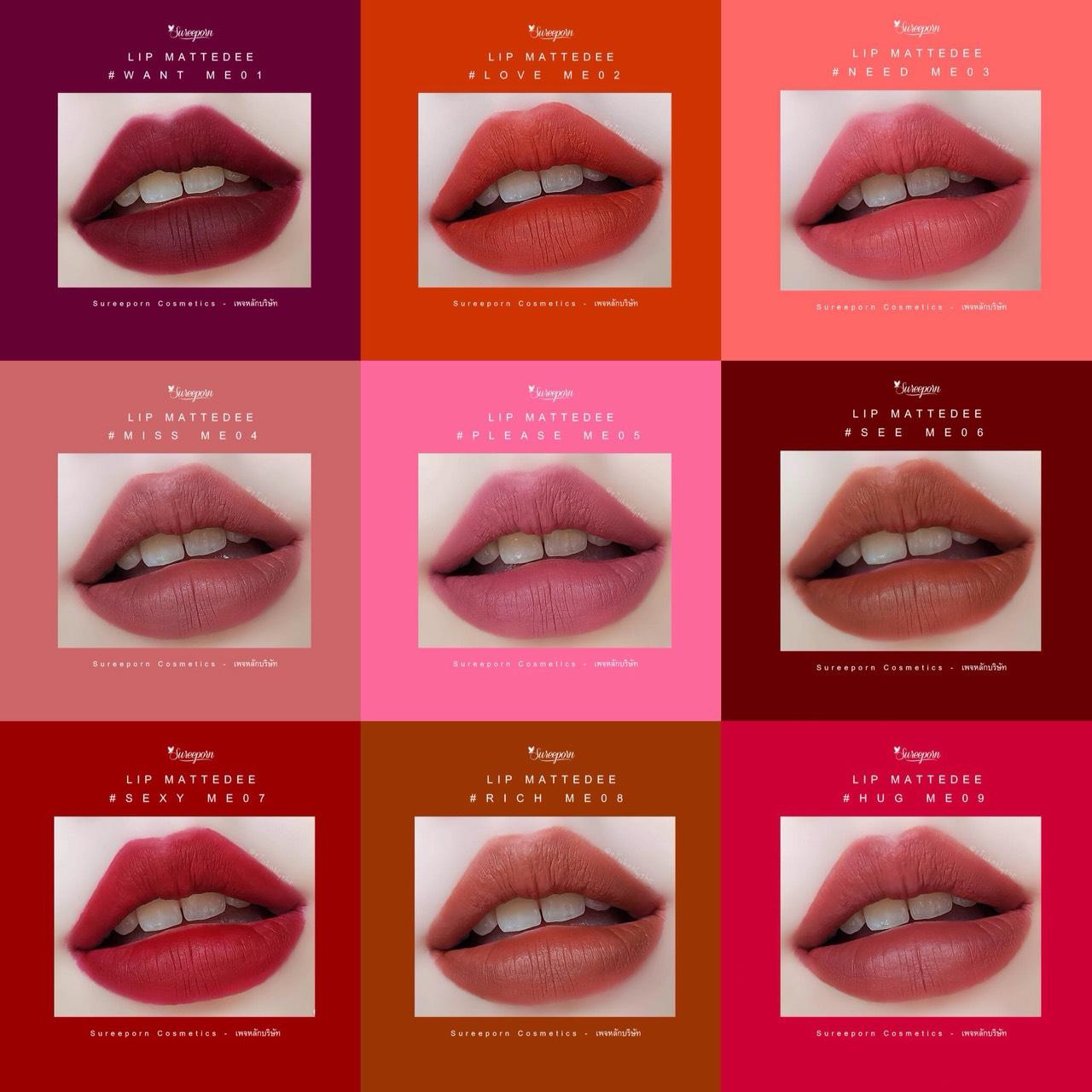 ลิปแมทดีสุรีย์พร Sureeporn ซื้อ2แท่ง คละสีได้ แถมฟรี สี06 1แท่ง