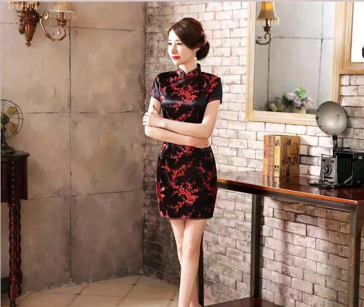 ชุดเดรสสั้น Cheongsam Plum blossom