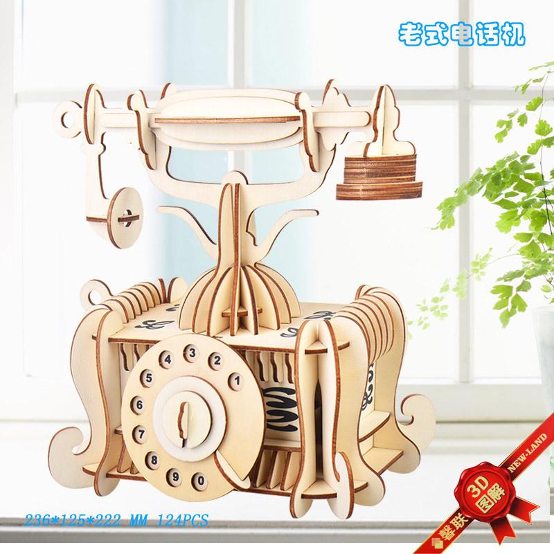 Old-fashioned โทรศัพท์เลเซอร์เด็ก DIY ปริศนา 3D ปริศนาสามมิติประกอบขั้นตอนของเล่นไม้ Old-fashioned โทรศัพท์เลเซอร์เด็ก DIY ปริศนา 3D ปริศนาสามมิติประกอบขั้นตอนของเล่นไม้