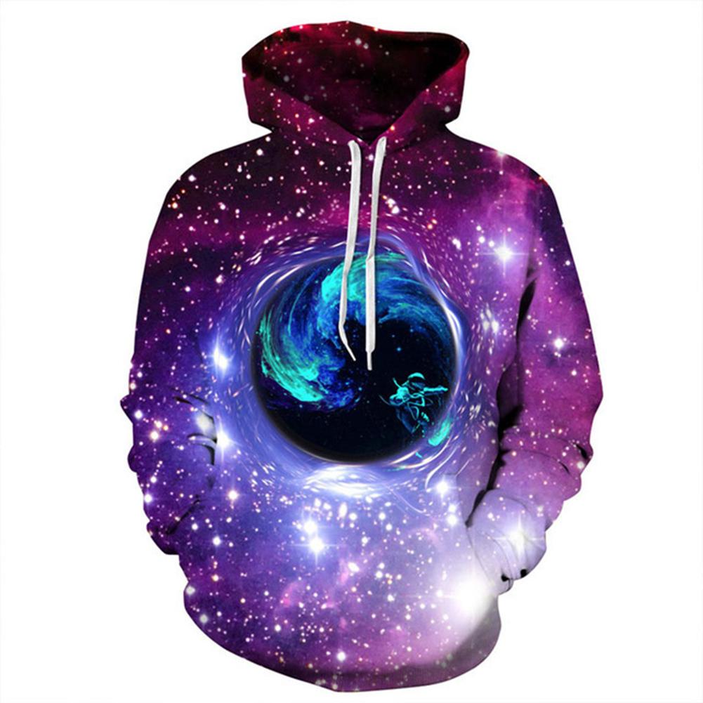Men/Women 3D Print Outer Space Swirl Hoodie Fashionable Starry Hooded Pullover Top