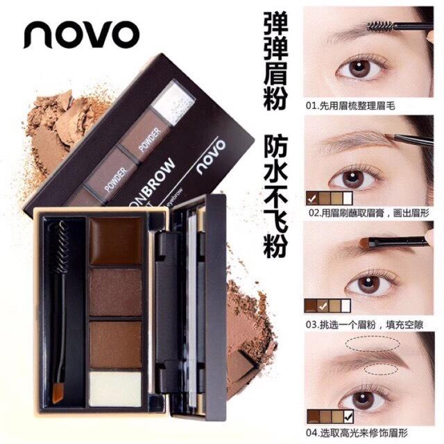 เขียนคิ้วแบบตลับ Novo Create Three Dimensional Eyebrow แบบครีม แบบฝุ่น และไฮไลท์ ในตลับเดียว