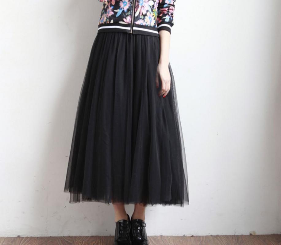 ZASHION กระโปร่งยาวสไตล์เกาหลี Mesh Lace Midi Skirt Korean Style