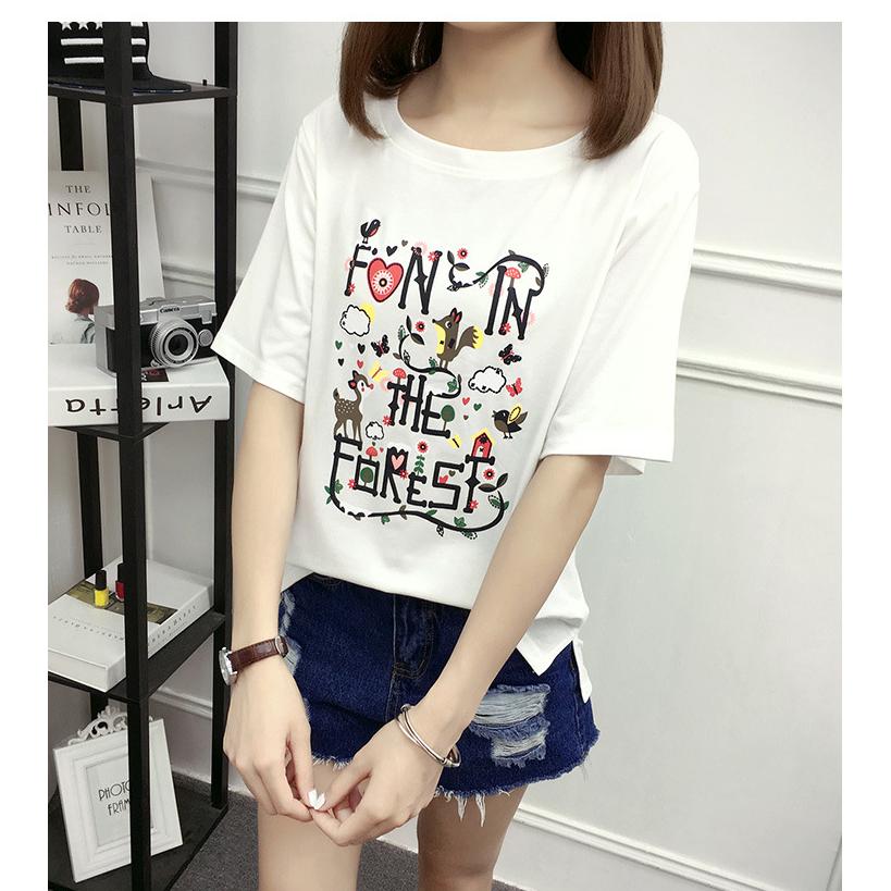 Korea เสื้อยืดแฟชั่นผู้หญิง คอกลม แขนสั้น หน้าสั้นหลังยาว สไตล์วัยรุ่น (สีขาว)รุ่น 5602 Korea เสื้อยืดแฟชั่นผู้หญิง คอกลม แขนสั้น หน้าสั้นหลังยาว สไตล์วัยรุ่น (สีขาว)รุ่น 5602