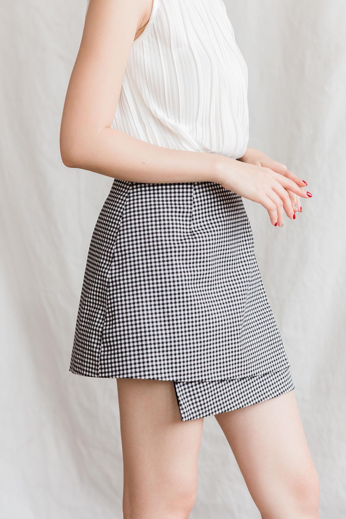 PHISARA - กระโปรงเอวสูง ลายสก็อต รุ่น MARRY SKIRT