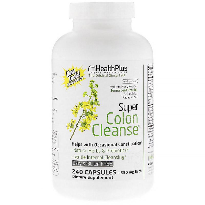 Health Plus Inc., Super Colon Cleanse, 530 mg, 240 Capsules ลดน้ำหนัก แบบผิวใสไม่มีโทรม ดีท๊อกซ์