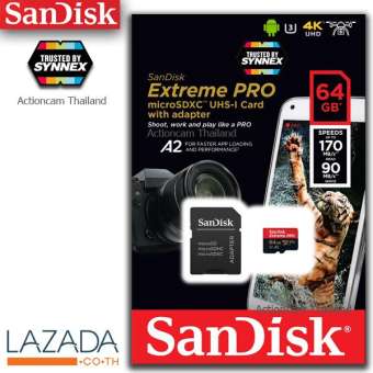 SanDisk Extreme PRO microSDXC UHS-I V30 A2 170MB/s 64GB Up to 170/90MB/s read/write speed / life time (SDSQXCY-064G-GN6MA)