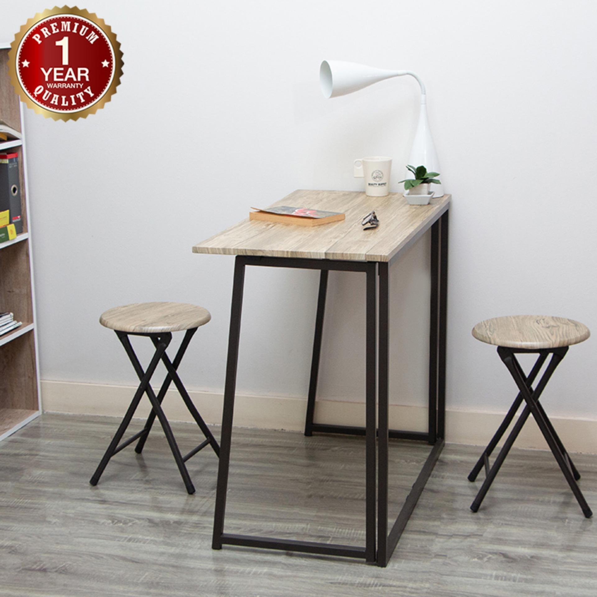 U-RO DECOR LUCY ชุดโต๊ะทำงานแบบพับได้ (โต๊ะ 1 + สตูล 2) สีโอ๊ค/ขาสีน้ำตาล U-RO DECOR LUCY ชุดโต๊ะทำงานแบบพับได้ (โต๊ะ 1 + สตูล 2) สีโอ๊ค/ขาสีน้ำตาล