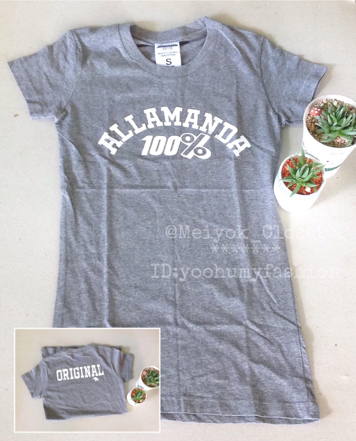 เสื้อยืดคอกลม เสื้อALLAMANDA เสื้อเข้ารูป ผ้ายืดเนื้อนุ่มๆ แต่งสกรีนงานคุณภาพ สีเทา TopDyed