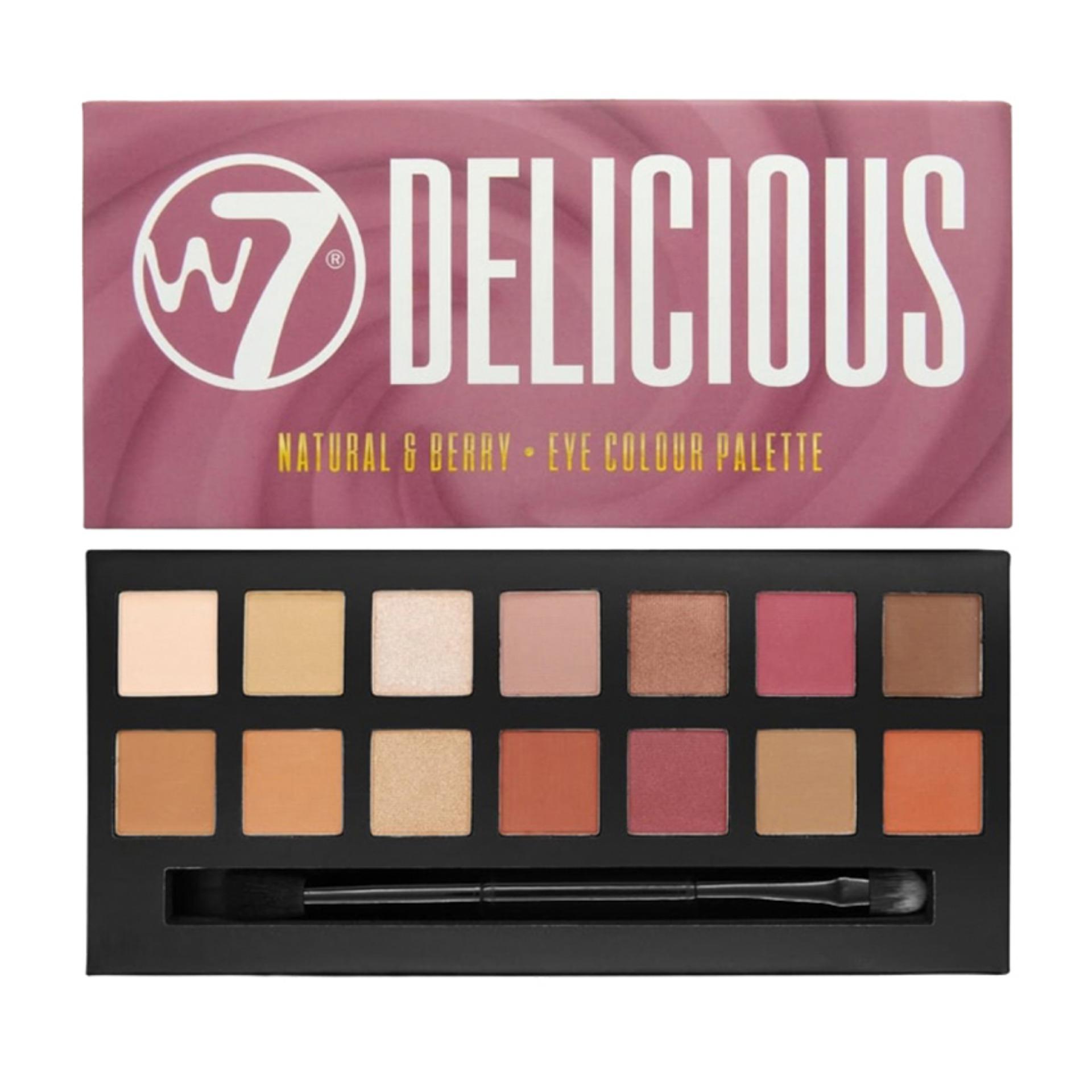 W7 Delicious Eye Colour Palette อายชาโดว์พาเล็ตตโทนน้ำตาลส้ม 14 เฉดสีในตลับเดียว เนื้อสัมผัสเนียนละเอียด เกลี่ยง่าย ติดทนนาน ครบทั้งเนื้อแมตต์และชิมเมอร์ (1 ชิ้น)