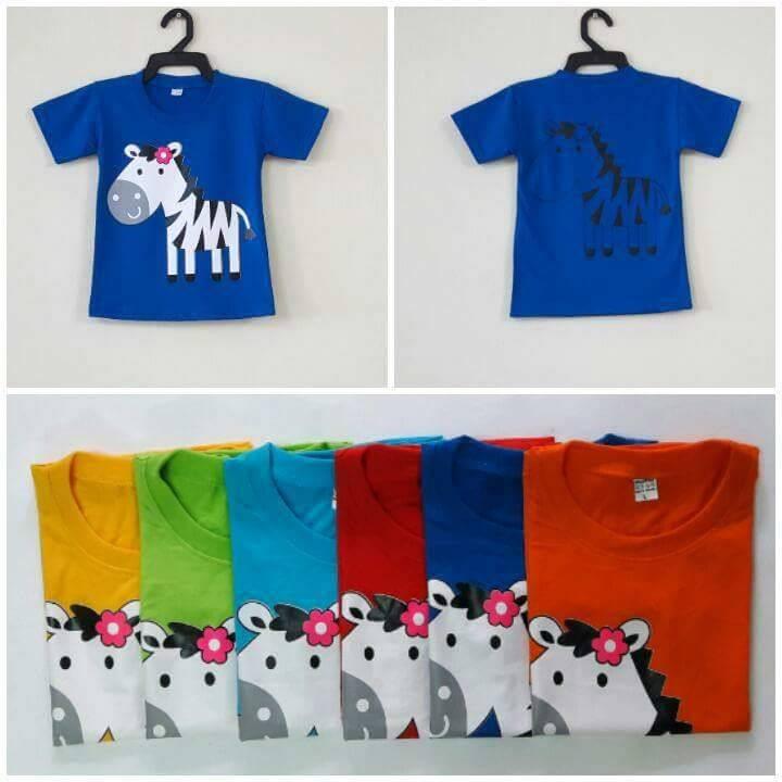 เสื้อยืดเด็กคอกลมพิมพ์ลายการ์ตูนม้าลาย ผ้า cotton เนื้อผ้าดีใส่สบาย (1ตัว)**หากลายที่ลูกค้าเลือกหมดทางร้านจะจัดส่งเป็นลายอื่นแทน**