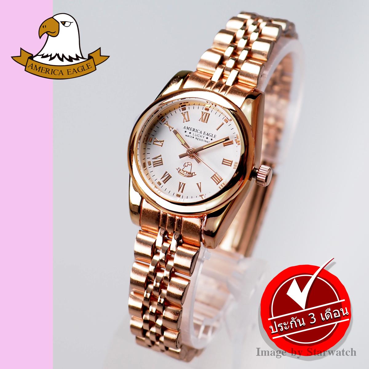 AMERICA EAGLE นาฬิกาข้อมือผู้หญิง สายสแตนเลส รุ่น AE015L - Pinkgold/White