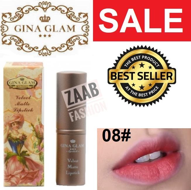 GINA GLAM Velvet Matte Lipstick G37 ของแท้ 100% (Zaab Fashion)ลิปจีน่าแกลมโทนสีนู้ด ลิปสติกเจ้าหญิง เนื้อนุ่ม ละมุน ไม่ตกร่อง ทาแล้วดูแพงเวอร์ ให้คุณเปลี่ยนลุคได้ทุกวัน สีนู๊ดยอดฮิตกำลังเป็นที่นิยม เข้ากับผิวคนไทย สวยแซ่บทุกสี