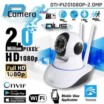 กล้องวงจรปิด Full HD 1080p Wifi / Wirless IP camera 2.0 Megepixel / 2 เสา ฟรีอะแดปเตอร์+ฟรี ( App : Yoosee )