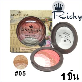 (ของแท้/พร้อมส่งกดเลย) GINA GLAM Beauty Flowers Baked Blusher G84 บลัซออน จีน่าเกลม 1*ชิ้น