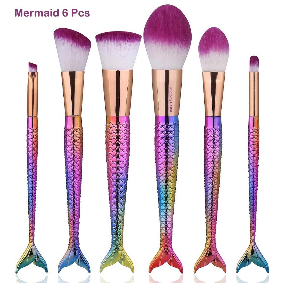 ส่งฟรี ! ชุดแปรงแต่งหน้า แปรงเมอร์เมด บลัช แปรงปัดแก้ม แปลง 6 ชิ้น แปรงเมอเมต mermaid นางเงือก แปรงunicorn แปลง
