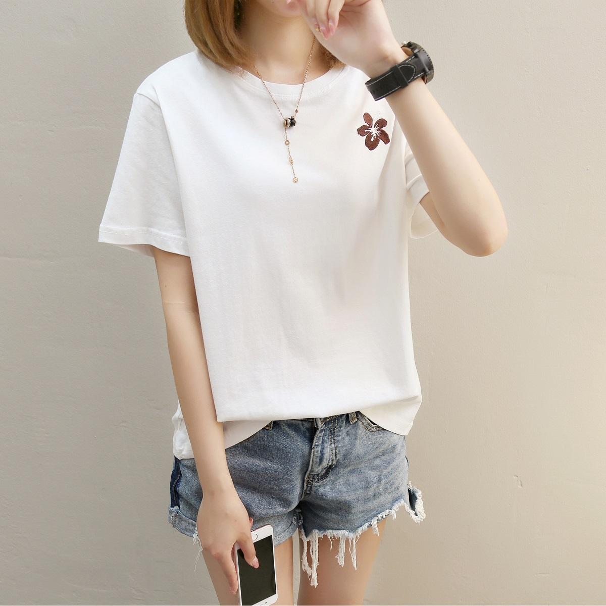 เสื้อยืด ผู้หญิงXianyuansu ผ้าฝ้าย ผ้าเย็บปักถักร้อย (274 (สีขาว)) (274 (สีขาว)) เสื้อยืด ผู้หญิงXianyuansu ผ้าฝ้าย ผ้าเย็บปักถักร้อย (274 (สีขาว)) (274 (สีขาว))