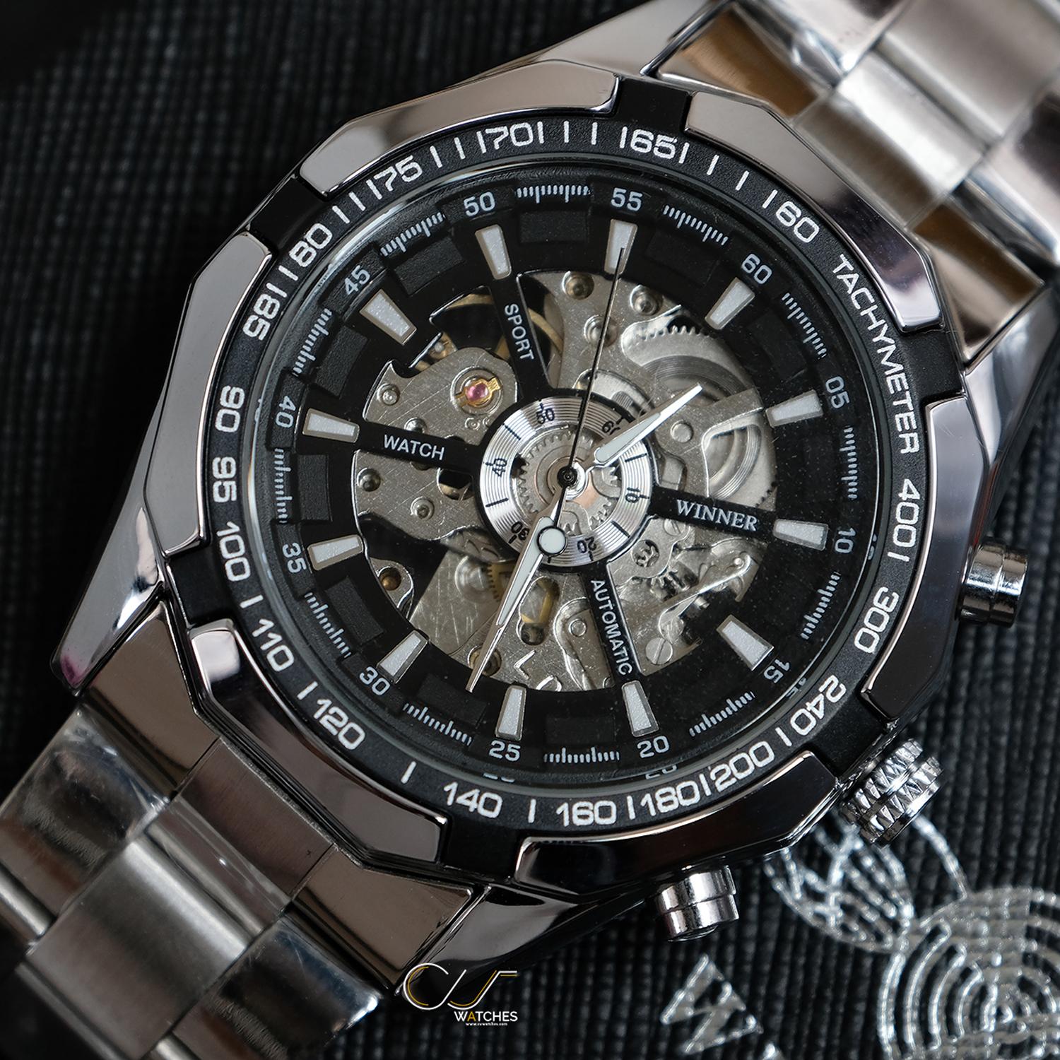 Winner นาฬิกาข้อมือผู้ชาย สายสแตนเลส ระบบกลไกแบบออโตเมติก Skeleton Watch WMT101 Winner นาฬิกาข้อมือผู้ชาย สายสแตนเลส ระบบกลไกแบบออโตเมติก Skeleton Watch WMT101