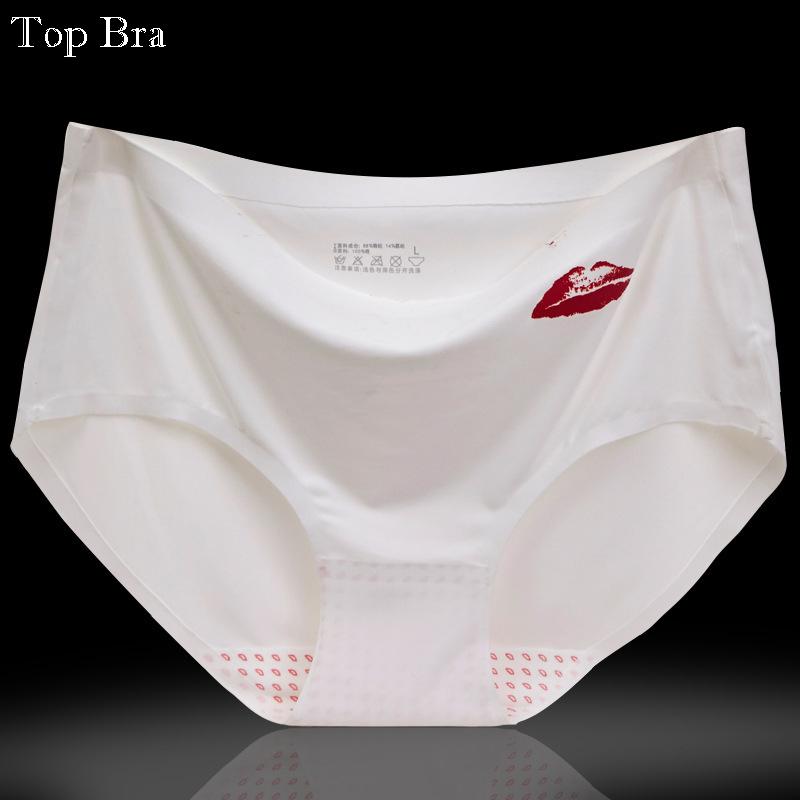 Top Bra กางเกงชั้นในไร้ขอบ ไม่ม้วน ไม่ย้วยสีพื้น ลาย kiss No.T114