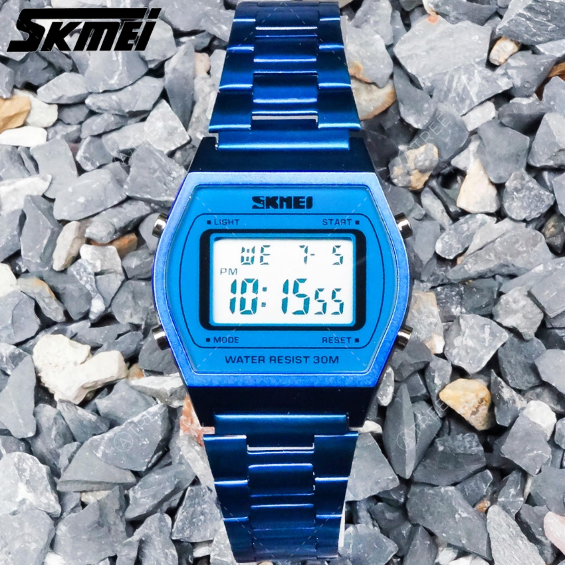 SKMEI ของแท้ 100% ส่งในไทยไวแน่นอน นาฬิกาข้อมือผู้หญิง สไตล์ Casual Bussiness Watch จับเวลา ตั้งปลุกได้ ไฟ LED ส่องสว่าง สายแสตนเลส รุ่น SK-M1328