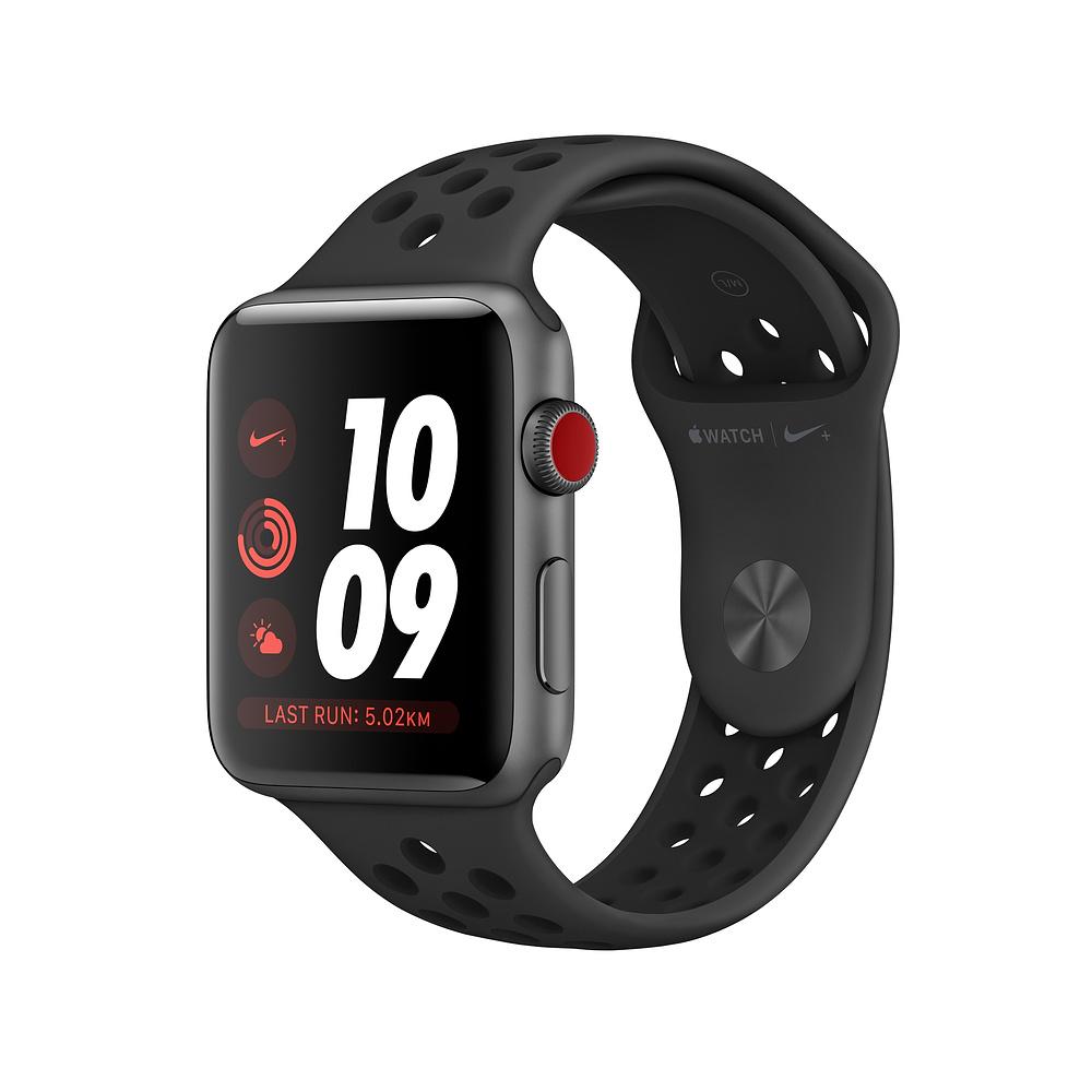 Apple Watch Nike+ Series3 GPS + Cellular, 42mm Space Grey Aluminium Case with Anthracite/Black Nike Sport Band Apple Watch Nike+ Series3 GPS + Cellular, 42mm Space Grey Aluminium Case with Anthracite/Black Nike Sport Band
