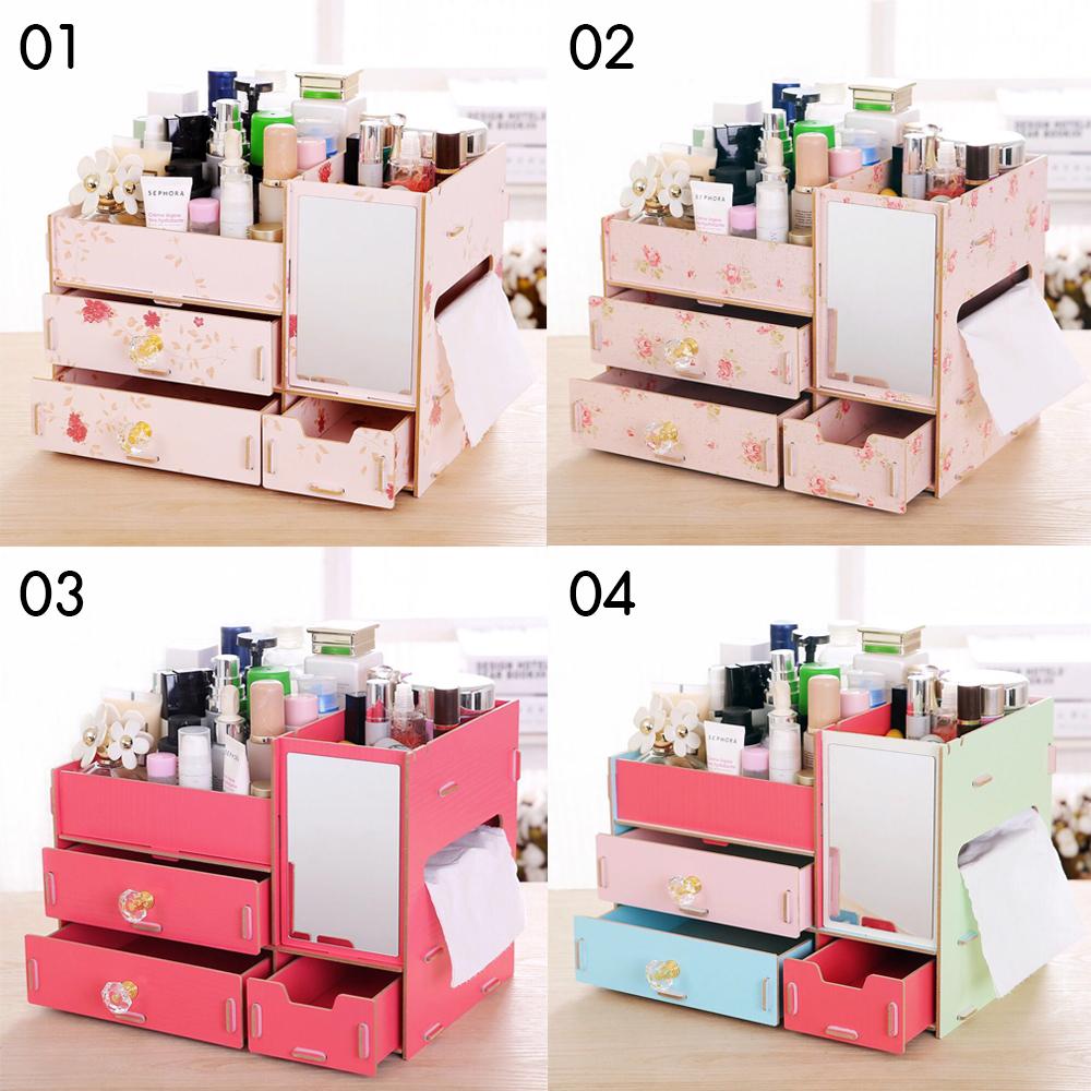 Pastel Cosmetic Box ชั้นวางเครื่องสำอาง รุ่นมีกระจก สวยหรู เครื่องสำอางค์ Cosmetic