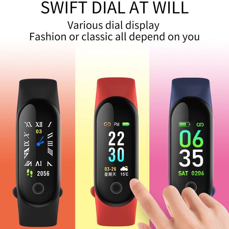 HORI หน้าจอสีสมาร์ทสร้อยข้อมือ IP67 สายรัดข้อมือเครื่องวัดชีพจร MI Band 3
