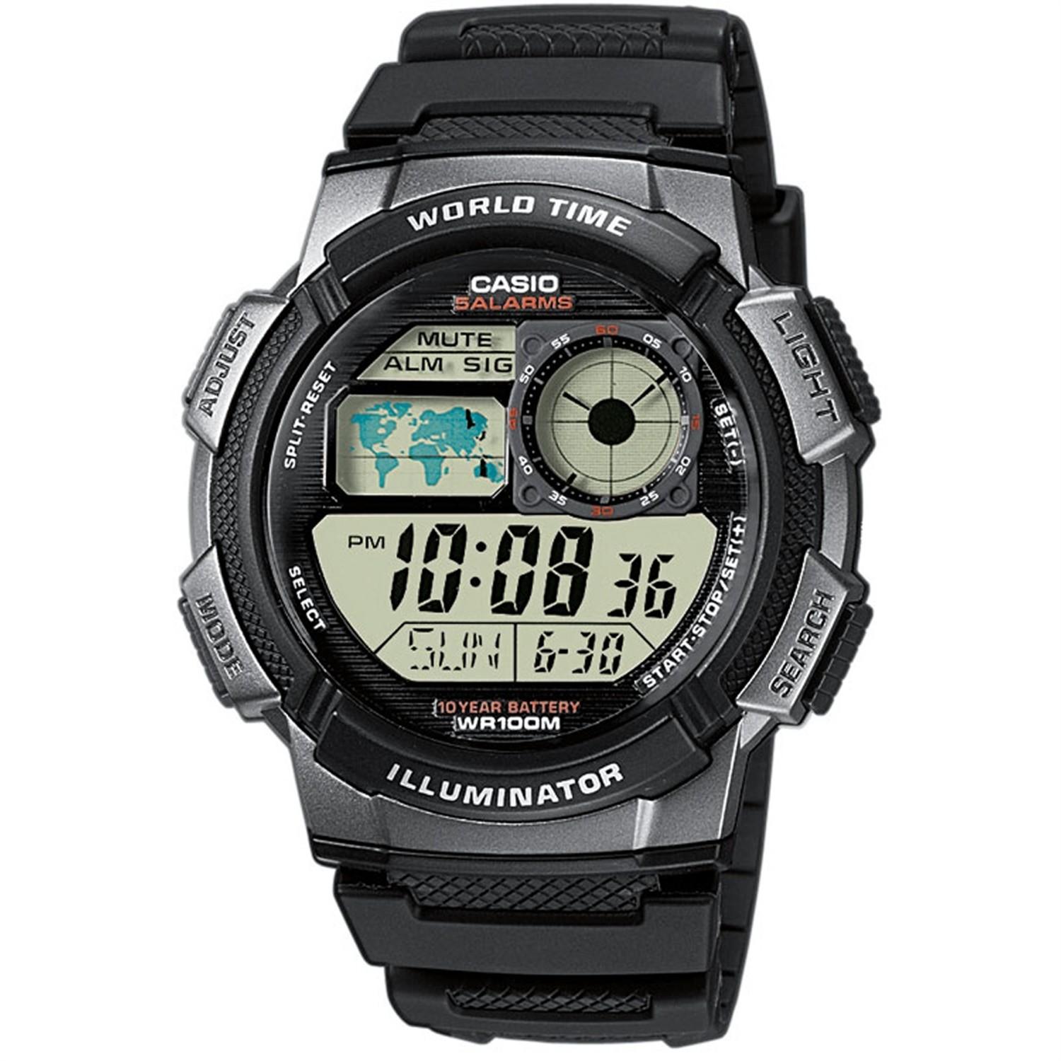 Casio Standard นาฬิกาข้อมือผู้ชาย สายเรซิ่น รุ่น AE1000W-1A - Black
