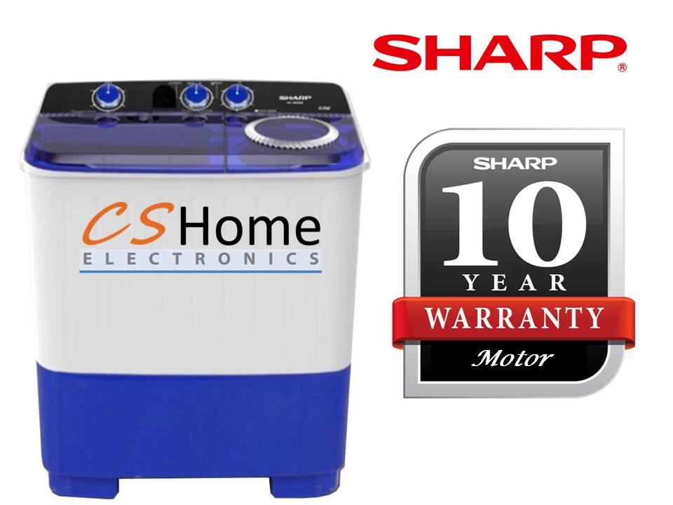 SHARP เครื่องซักผ้าฝาบนแบบ 2 ถัง ES-TW70T-BL รับประกัน 10 ปี