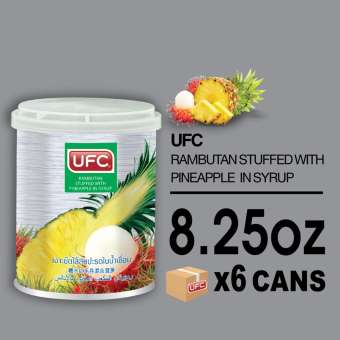 UFC Rambutan Stuffed with Pineapple in Syrup ยูเอฟซี เงาะยัดไส้สับปะรดในน้ำเชื่อม 8.25 ออนซ์ X 6 กระป๋อง UFC Rambutan Stuffed with Pineapple in Syrup ยูเอฟซี เงาะยัดไส้สับปะรดในน้ำเชื่อม 8.25 ออนซ์ X 6 กระป๋อง