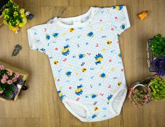 ชุดบอดี้สูท ลายตัวเลข พื้นฟ้า size 0-3 / 3-6 เดือน