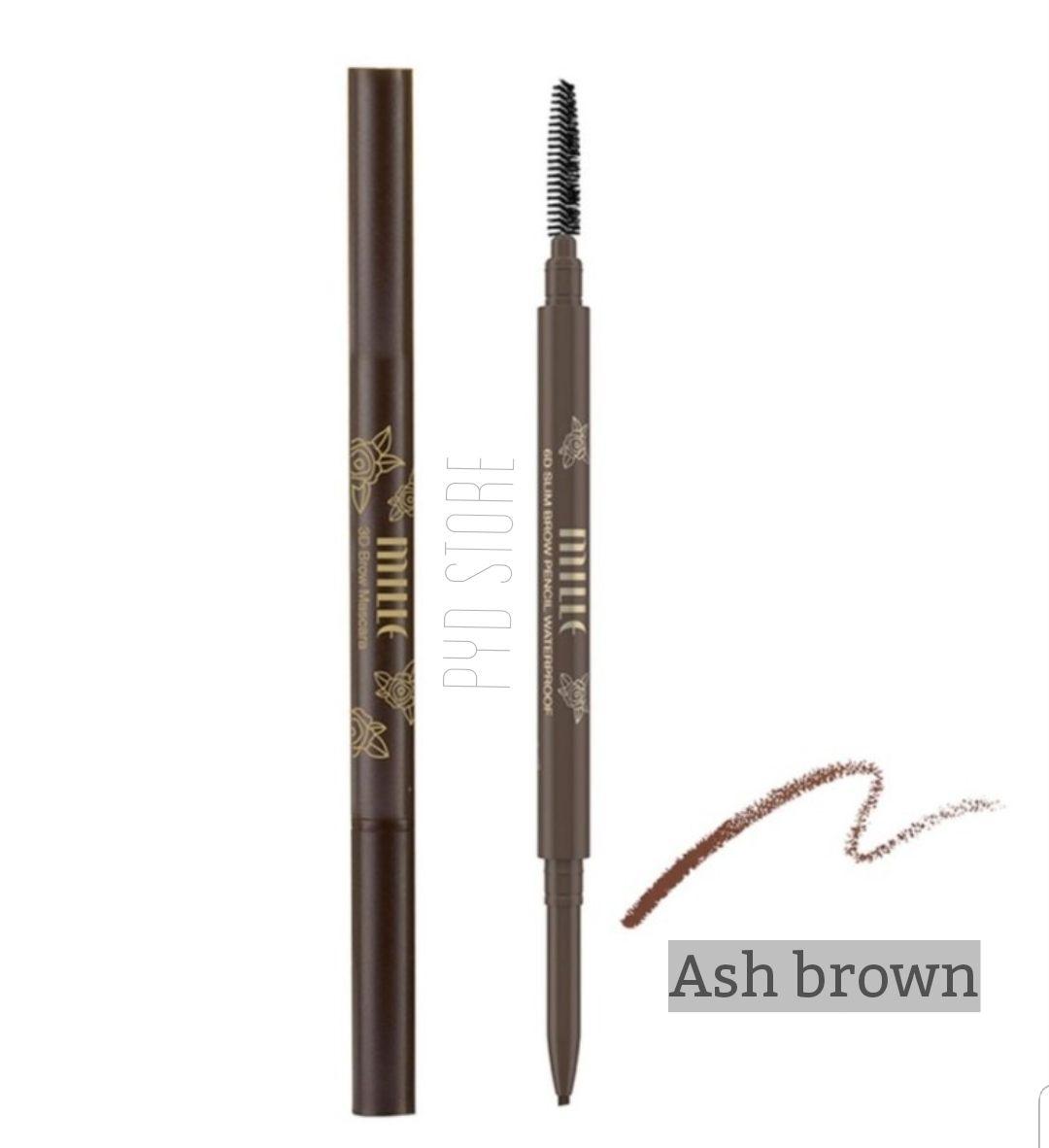 MILLE ดินสอเขียนคิ้วหัวเรียวเล็ก 6D SLIM BROWN PENCIL WATERPROFF