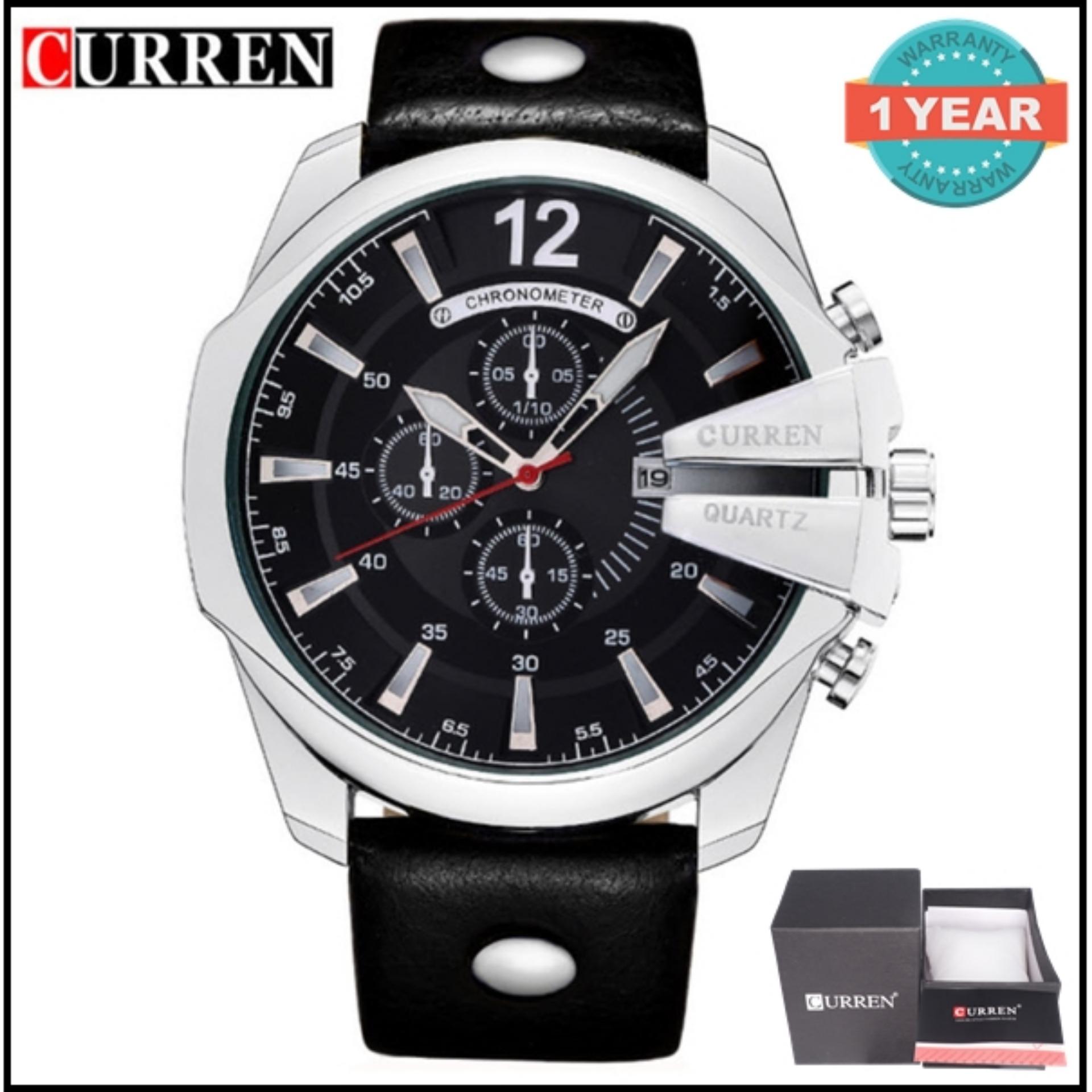 Curren นาฬิกาข้อมือผู้ชาย หน้าปัดสีขาว สายหนังสีน้ำตาล รุ่น C8176พร้อมกล่องนาฬิกา CURREN (Clearance Sale ราคาลดสุดๆ)