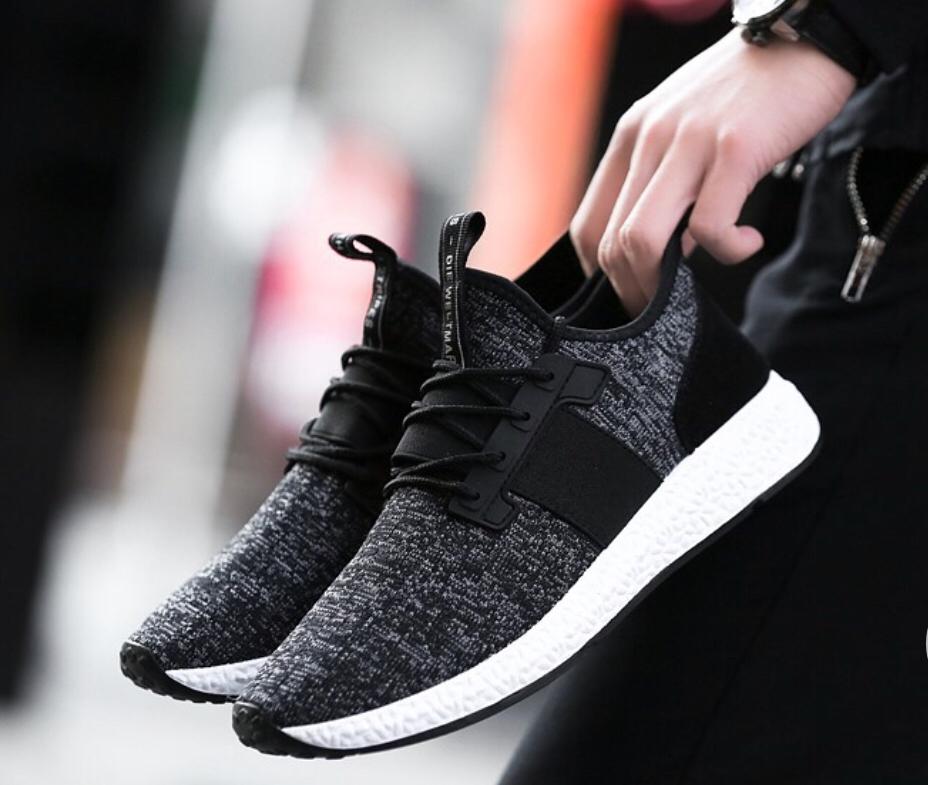 Aadine รองเท้าผ้าใบ รองเท้าผ้าใบผู้ชาย รองเท้าแฟชั่น A013- Black-Gray
