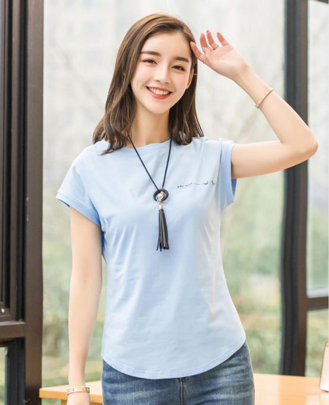 เสื้อยืดแขนสั้นผู้หญิง สไตล์เกาหลีZASHION Round Neck Casual Korean Tee Top เสื้อยืดแขนสั้นผู้หญิง สไตล์เกาหลีZASHION Round Neck Casual Korean Tee Top