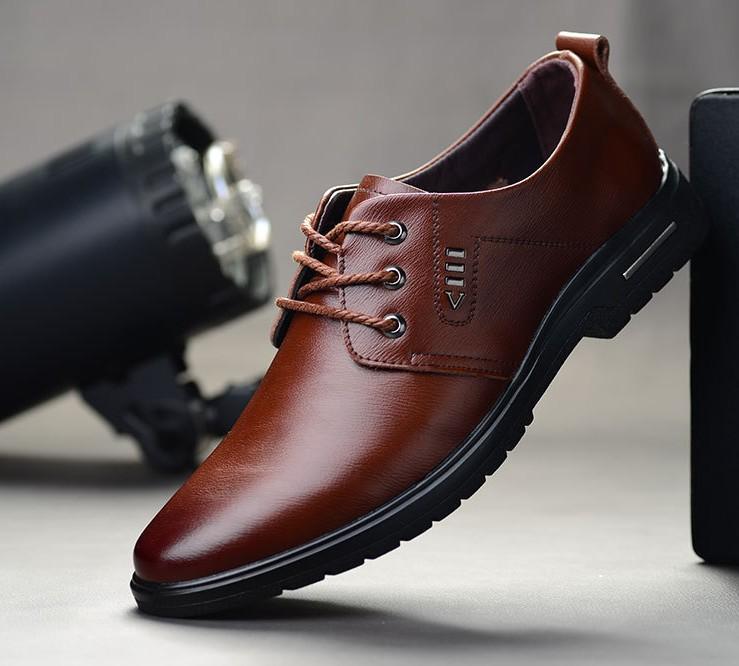 ZASHION รองเท้าหนัง รองเท้าแฟชั่นผู้ชาย ใส่ทำงาน Classic Lace Up Business Leather Shoe