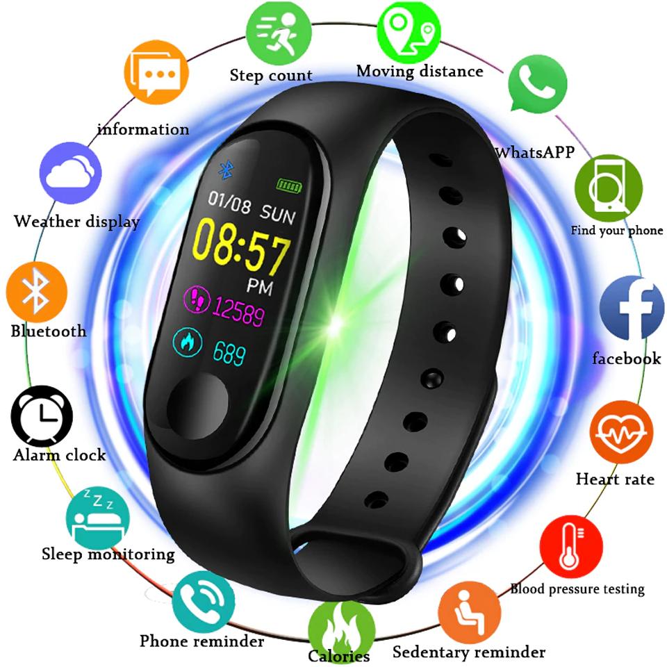นาฬิกา M3 Smart Watch นาฬิกาวัดหัวใจ วัดการวิ่ง เดิน แจ้งเตือนการโทรเข้า ข้อความ ด้วยโหมดอัจฉริยะบลูทูธ ด้านการออกกำลังกายตาม Lifestyle ของคุณ รุ่น M3