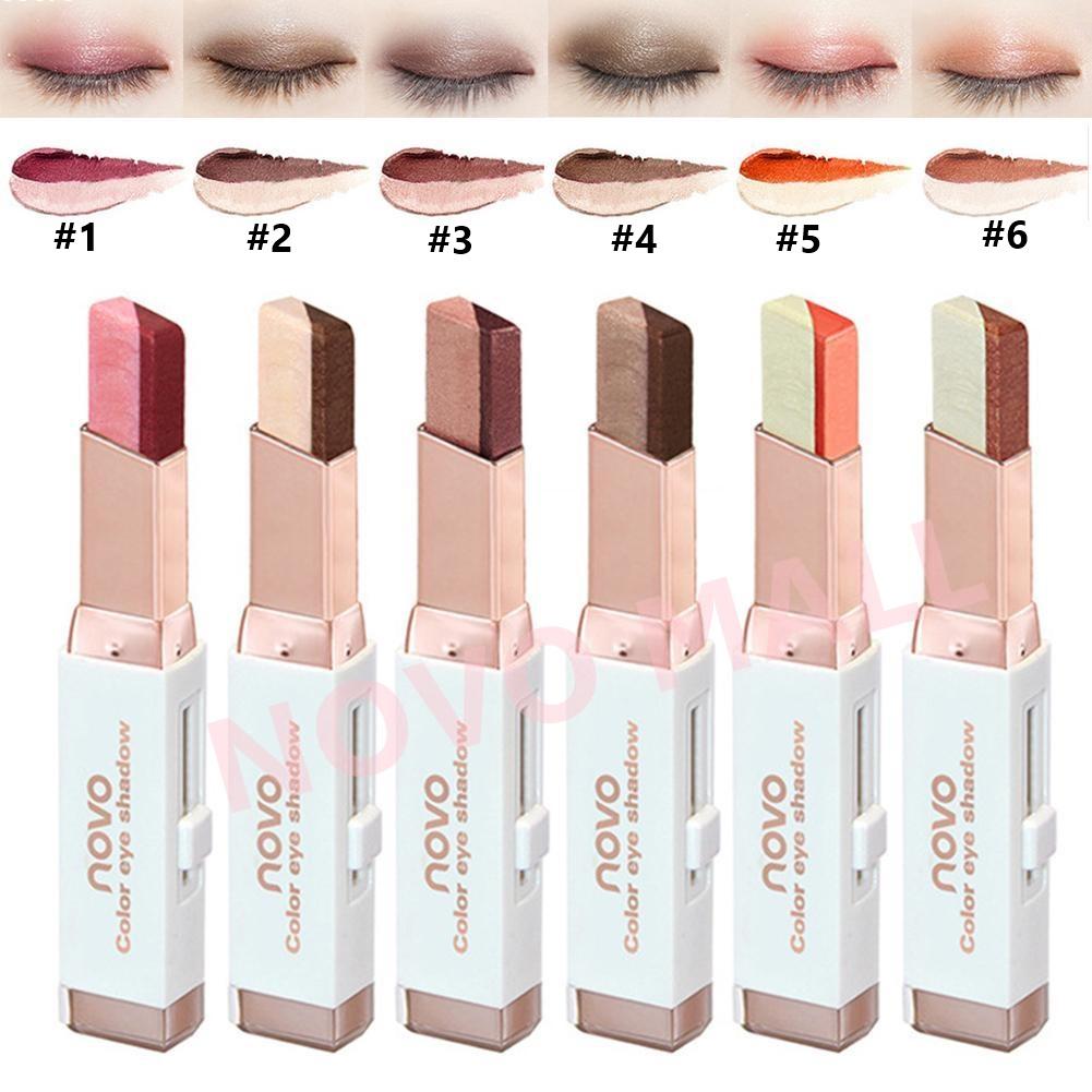 *มีทุกเบอร์ ส่งได้ทันที* Novo Double Color Eye Shadow โนโว อายแชโดว์ 2 สีใน 1 แท่ง เม็ดสีชัด เนื้อเนียน